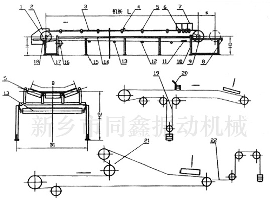 TD75型通用固定皮帶輸送機(jī)外形圖-同鑫振動(dòng)機(jī)械